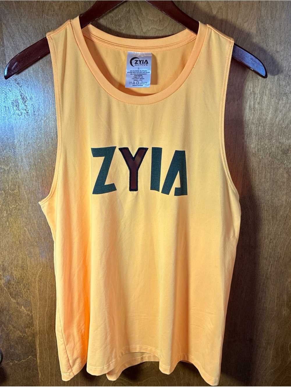 Zyia Activewear Tank Top Small Gold Black Sporty Performance